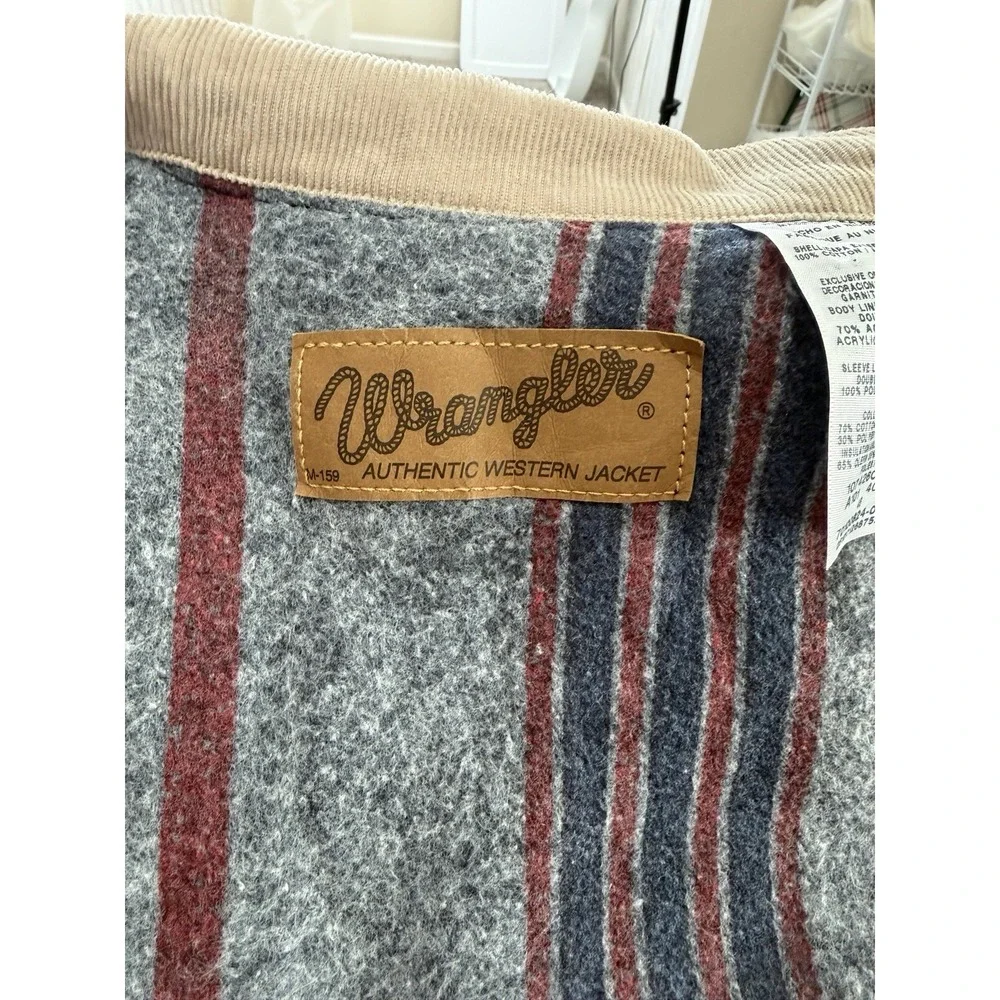 Vintage Authentic Wrangler Western Denim Jacket With Corduroy Collar XL Fleece